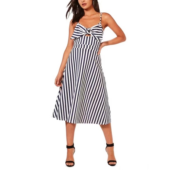 Boohoo Dresses & Skirts - Boohoo Blue and White Asymmetrical Tie Front Sundress